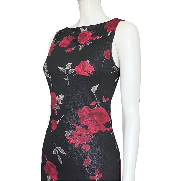 Black Red Rose Whimsigoth Mini Dress Going Out Sparkly XS Gothic Romantic Punk - Picture 7 of 11